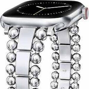 Luxury Style Silver Beaded Fashion Apple Compatible Replacement Band - New